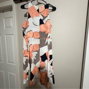 Ann Taylor Floral Midi Dress - Orange and Gray